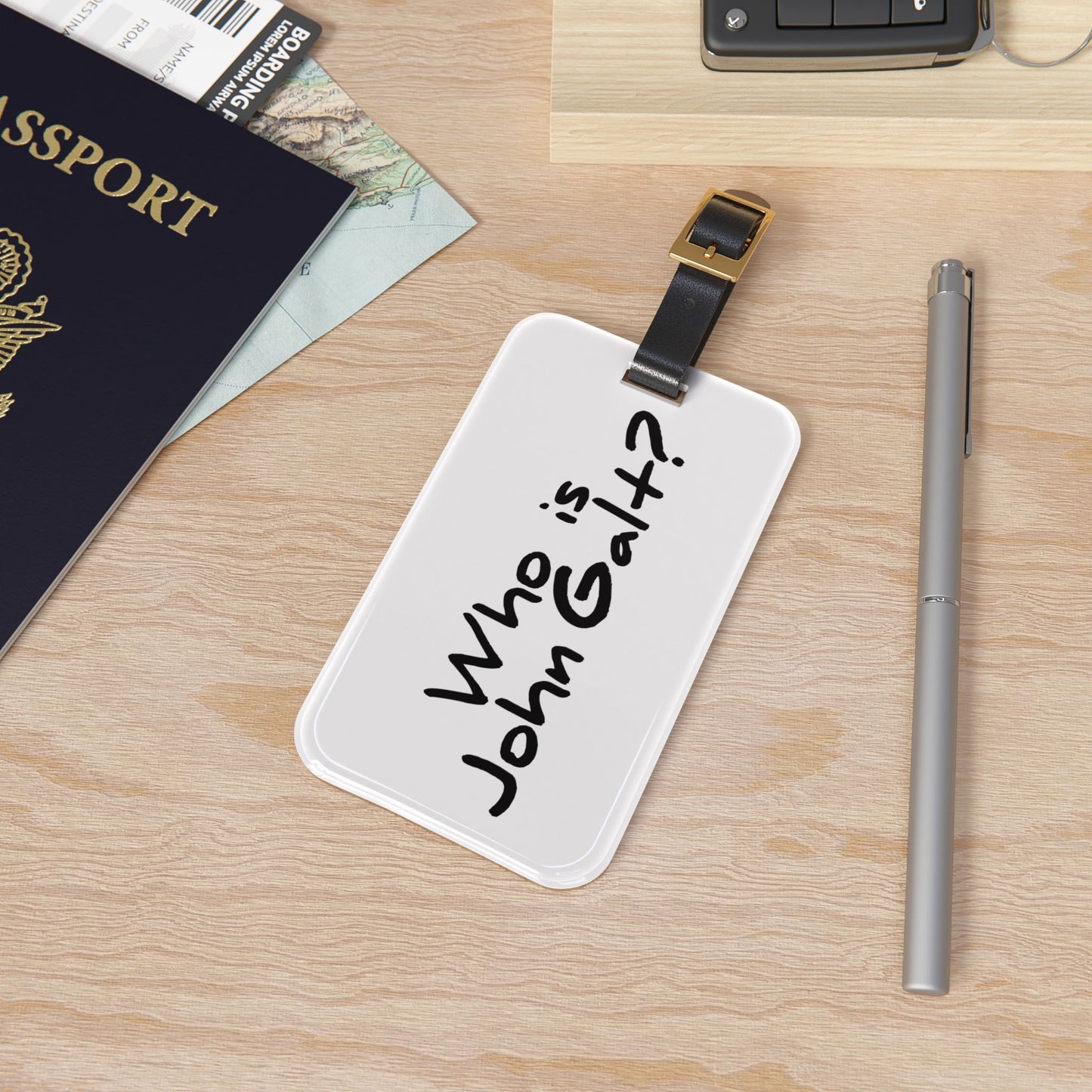 Who is John Galt? Luggage Tag — Atlas Shrugged Travel ID