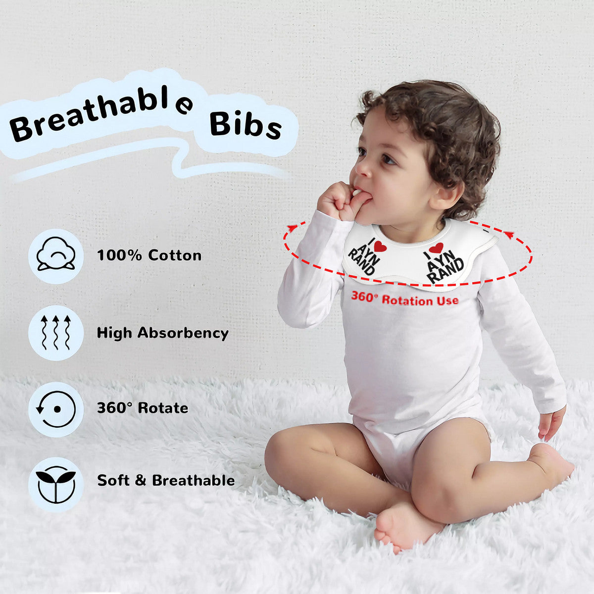 I Heart Ayn Rand Baby Cotton Bib