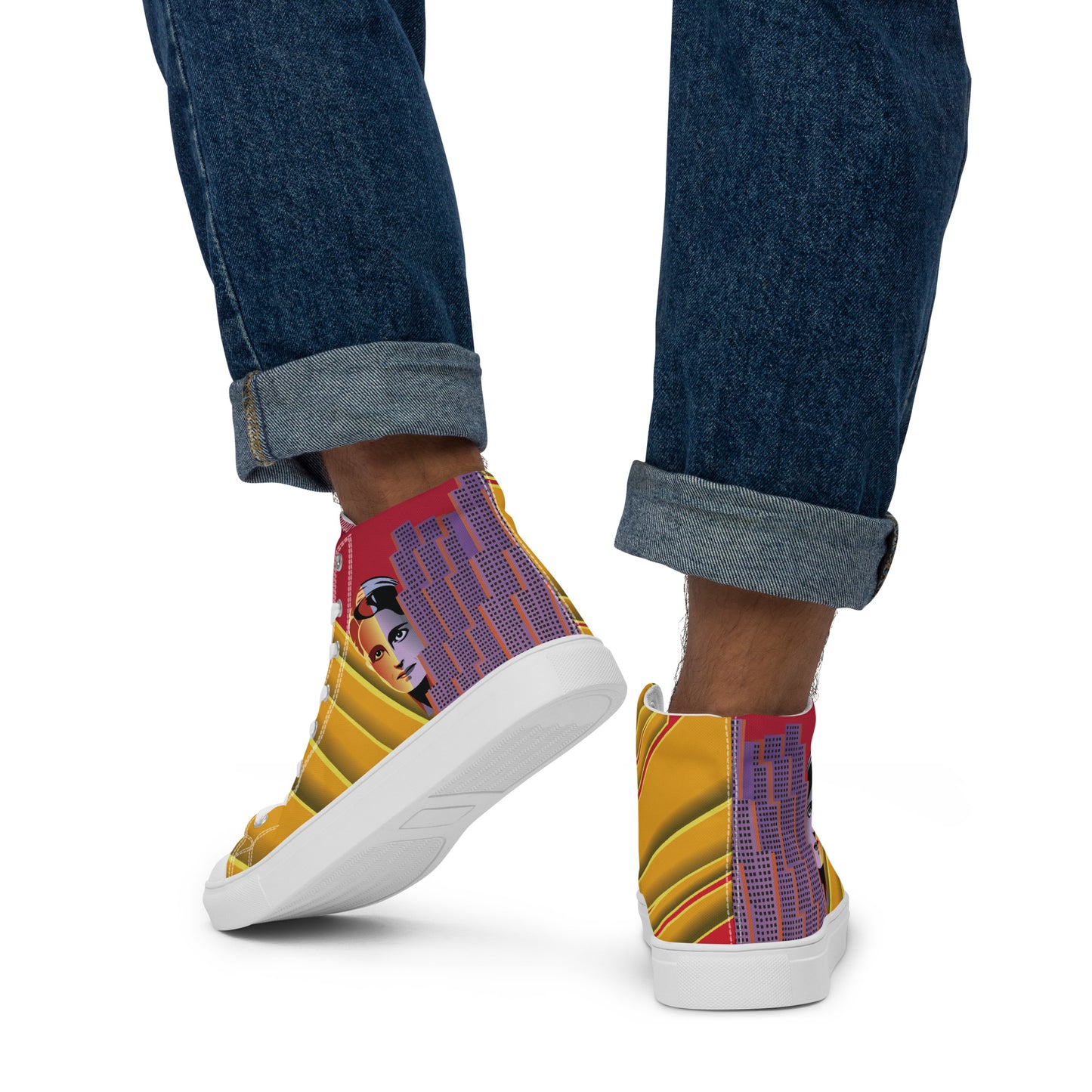 Ayn Rand Art Deco Men’s High-Top Canvas Shoes