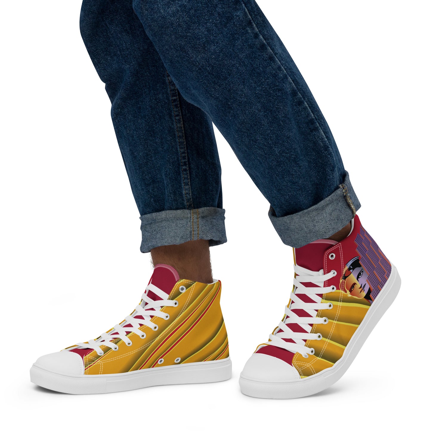 Ayn Rand Art Deco Men’s High-Top Canvas Shoes