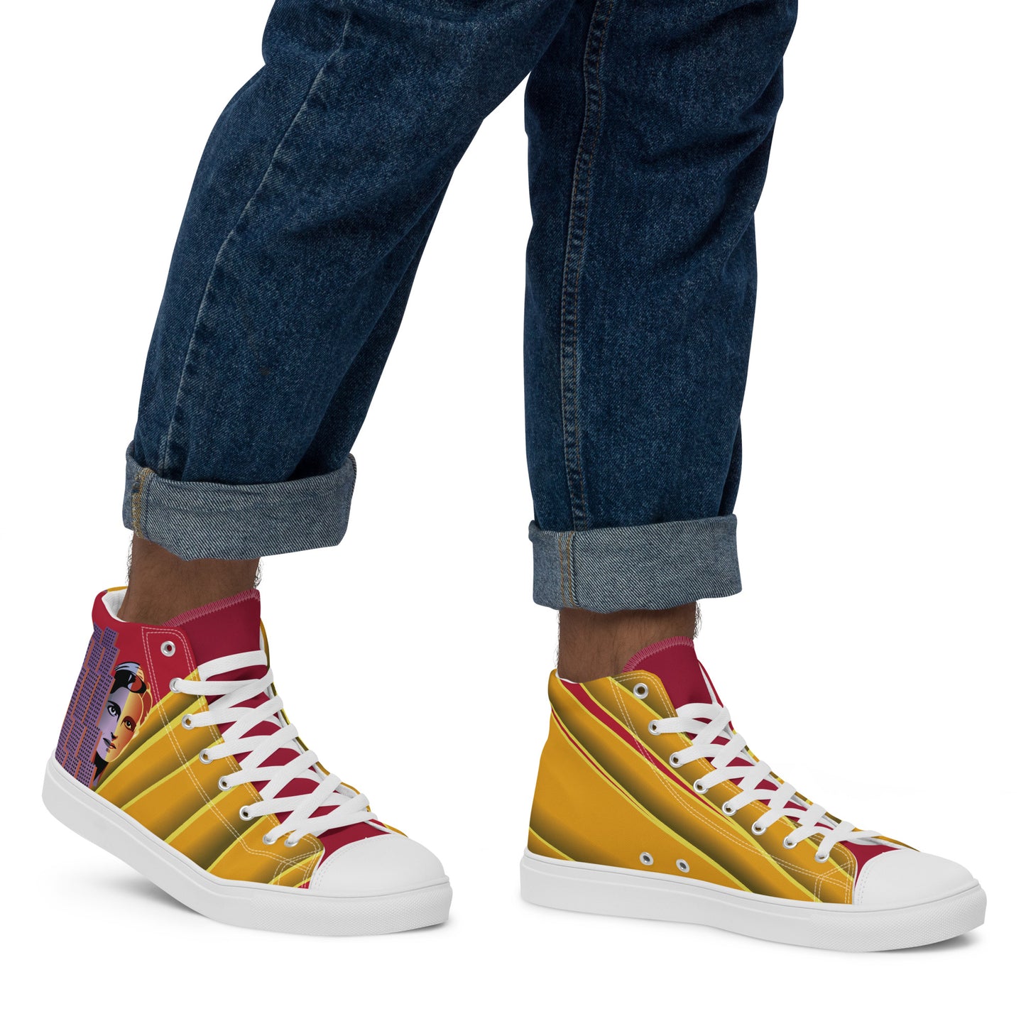 Ayn Rand Art Deco Men’s High-Top Canvas Shoes
