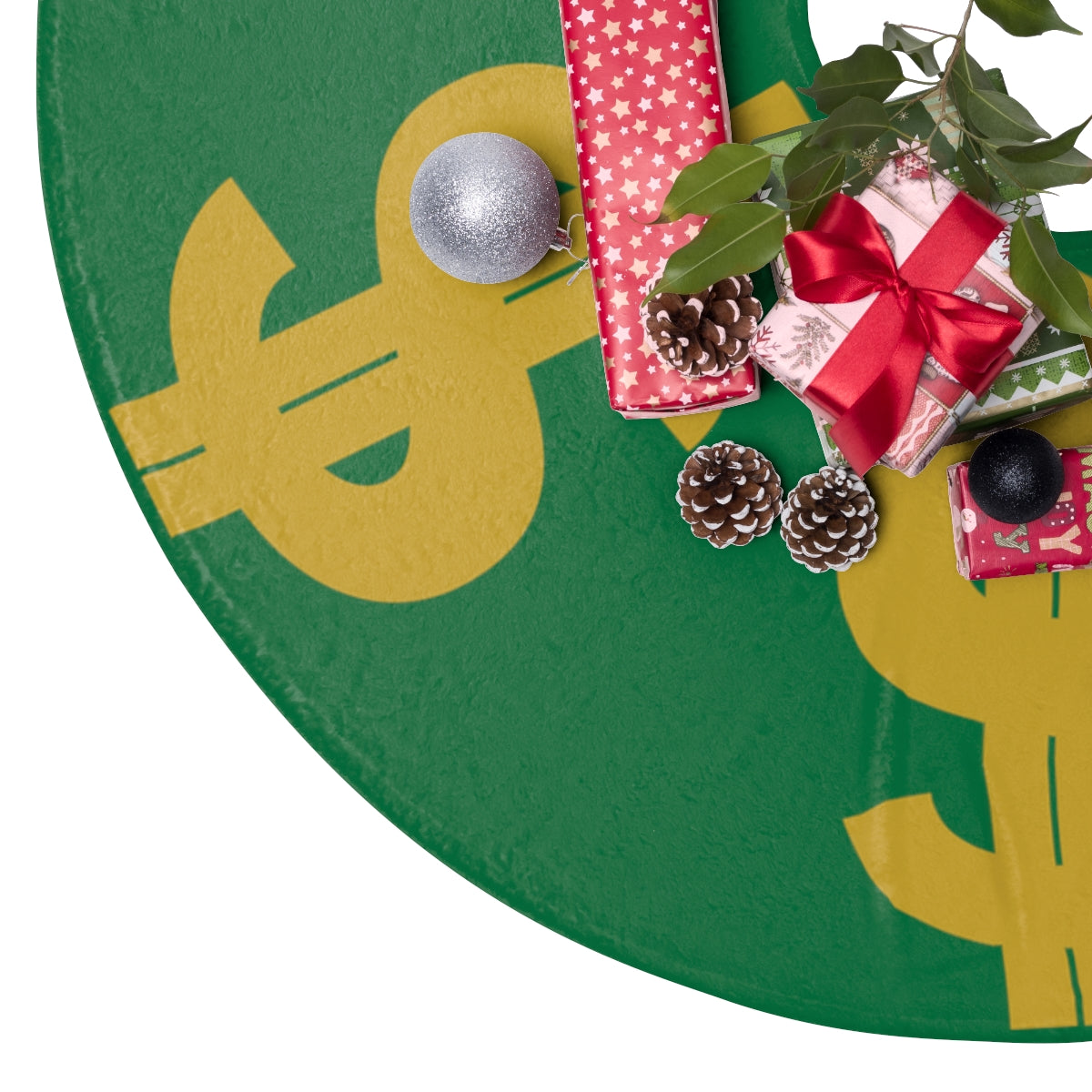 $ Sign Christmas Tree Skirt - Green