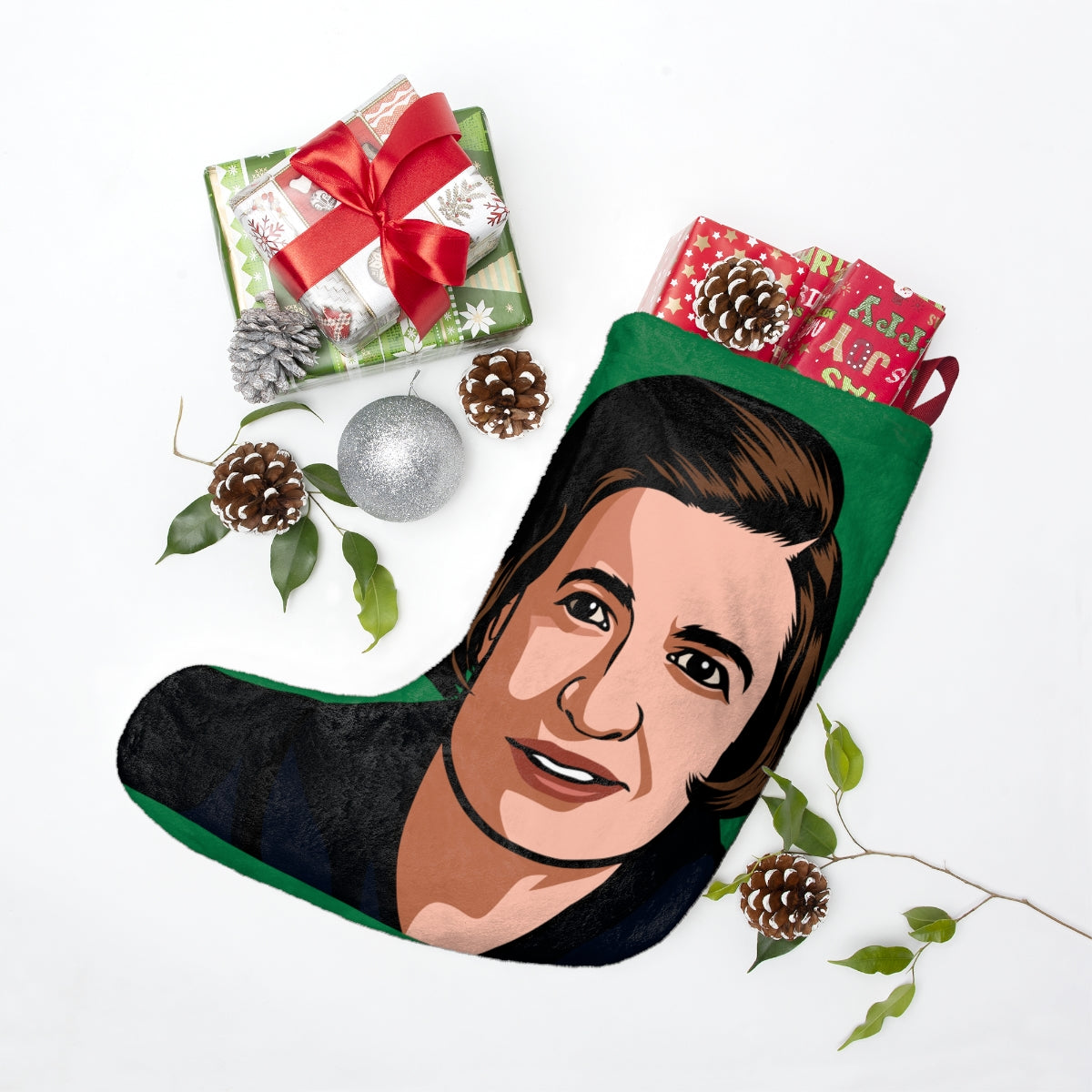 Ayn Rand Christmas Stocking - Green