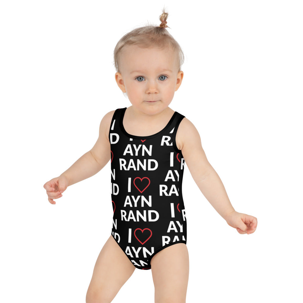 I Heart Ayn Rand Kids Swimsuit BLACK