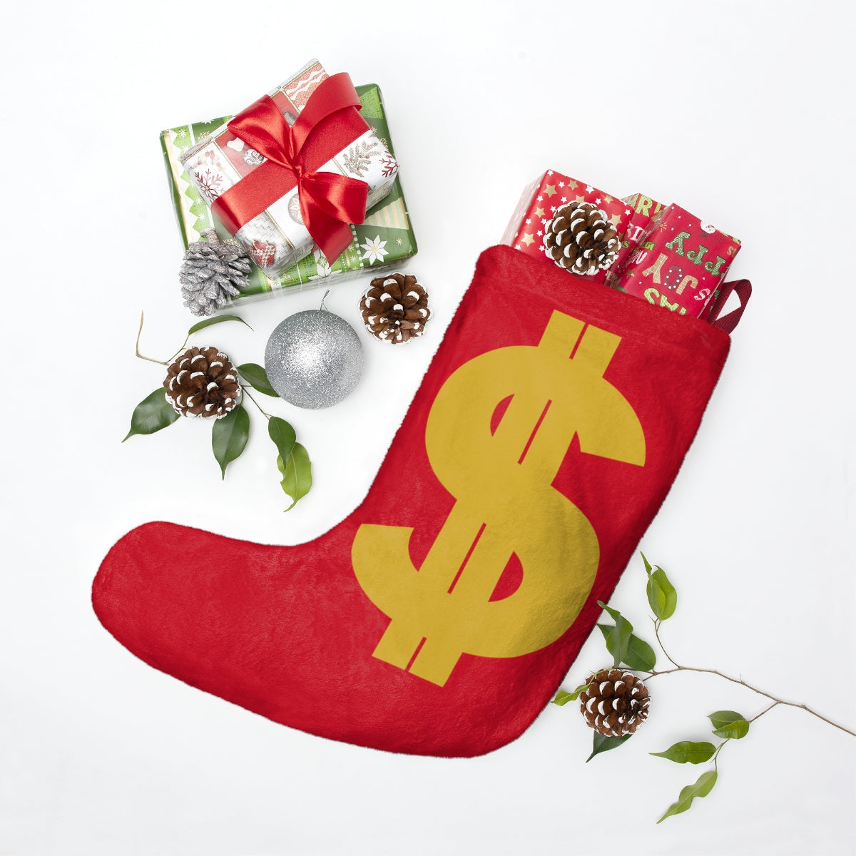 $ Christmas Stocking - Red