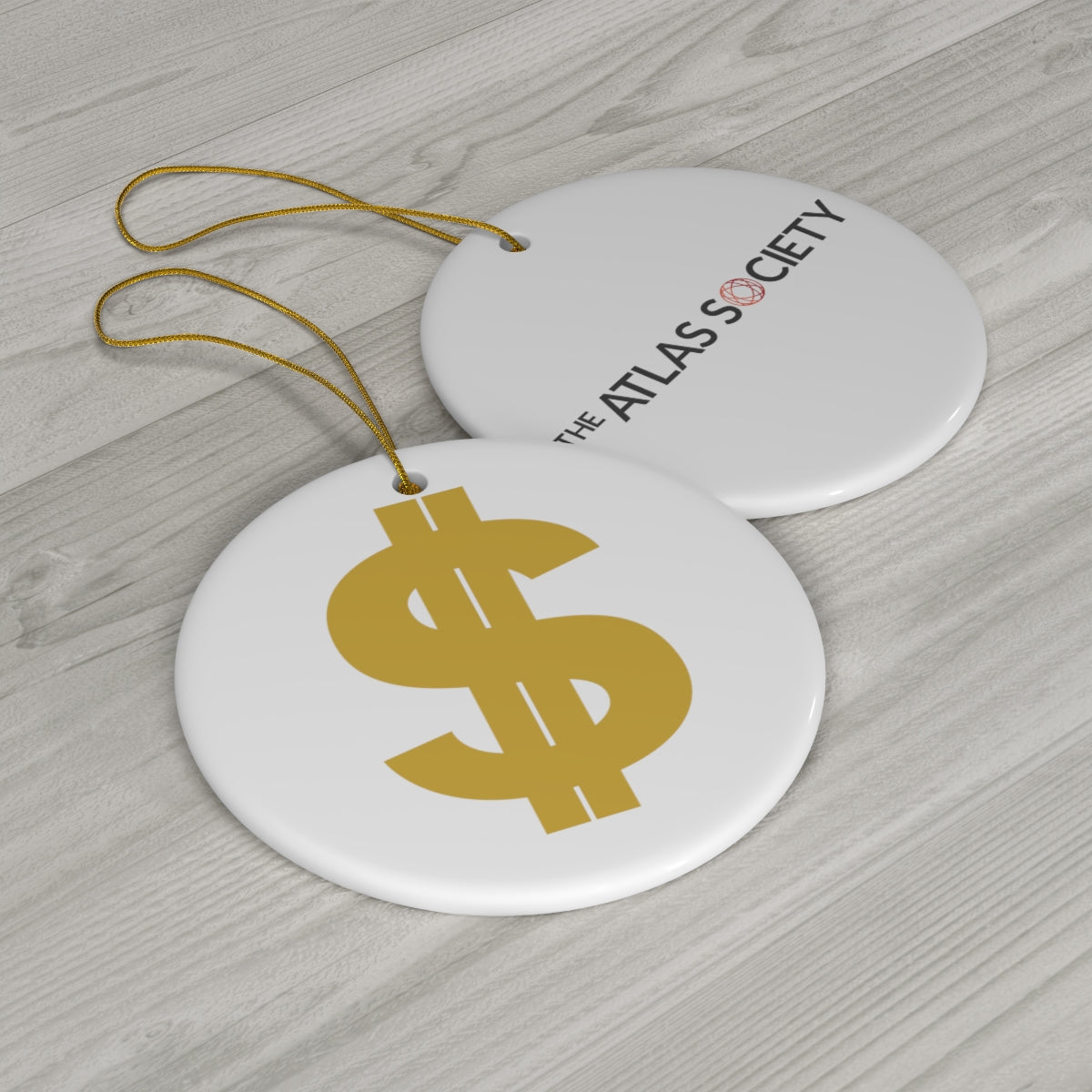 $ Ceramic Ornament - White