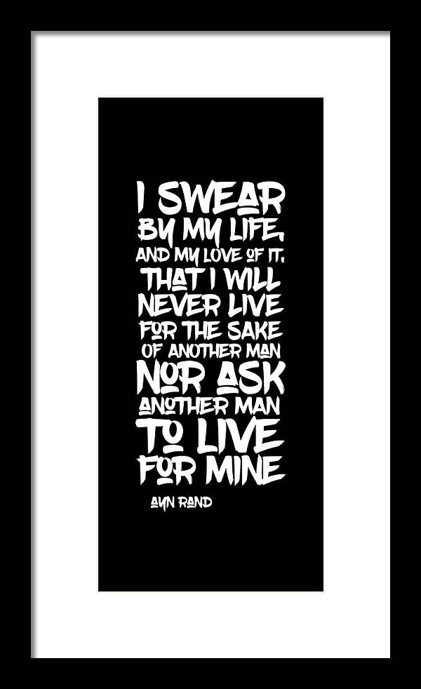 I Swear by My Life wht - Framed Print