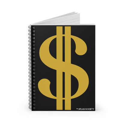 $ Dollar Sign Spiral Notebook, Ruled