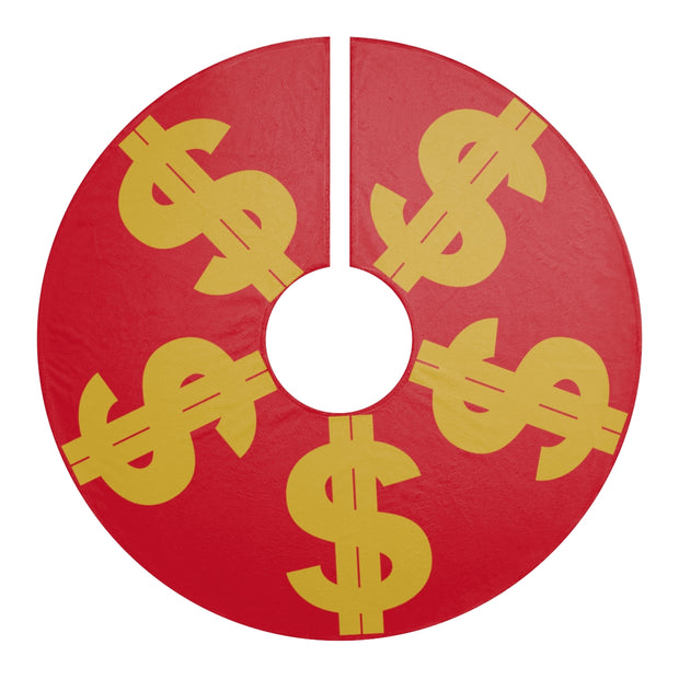 $ Sign Christmas Tree Skirt - Red