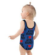 I Heart Ayn Rand Kids Swimsuit BLUE
