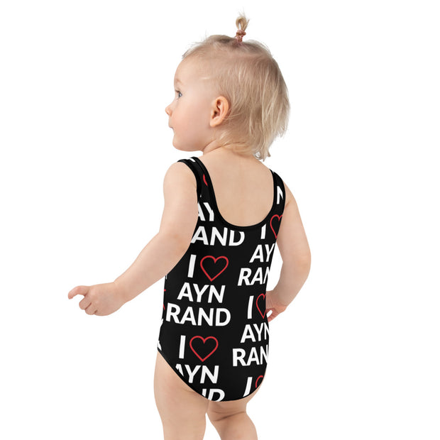 I Heart Ayn Rand Kids Swimsuit BLACK