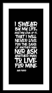 I Swear by My Life wht - Framed Print