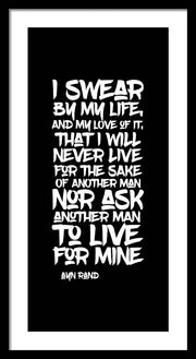 I Swear by My Life wht - Framed Print