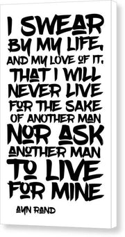 I Swear by My Life blk - Canvas Print